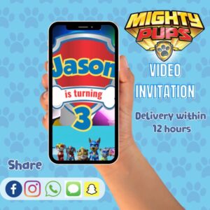 Personalized Mighty Pups Video Invitation | Exciting & Interactive Digital Birthday Invite