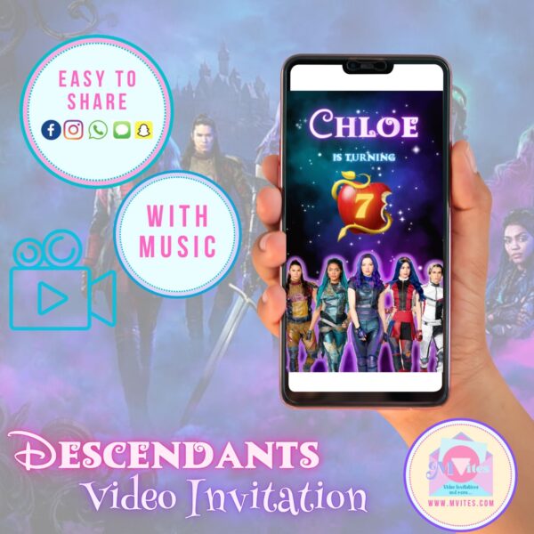 Personalized Descendants Video Invitation – Animated Digital Evite for Kids Birthday