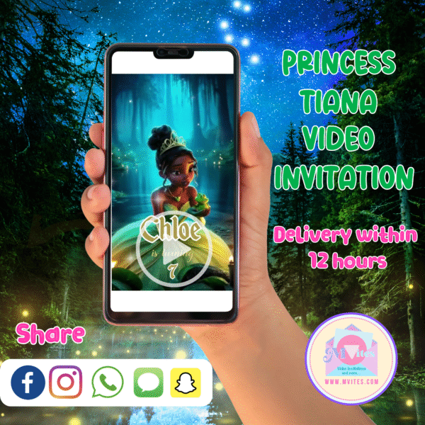 Princess tiana video invites