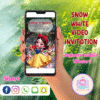 3D animated Snow White character in a magical forest with sparkles, used in a custom digital birthday video invitation