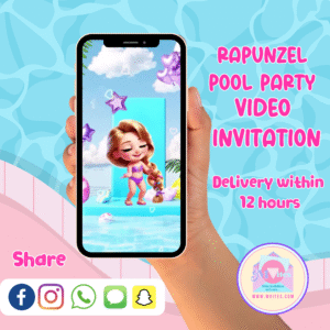 Rapunzel Pool Party Video Invitation | Tangled Summer Birthday Invite