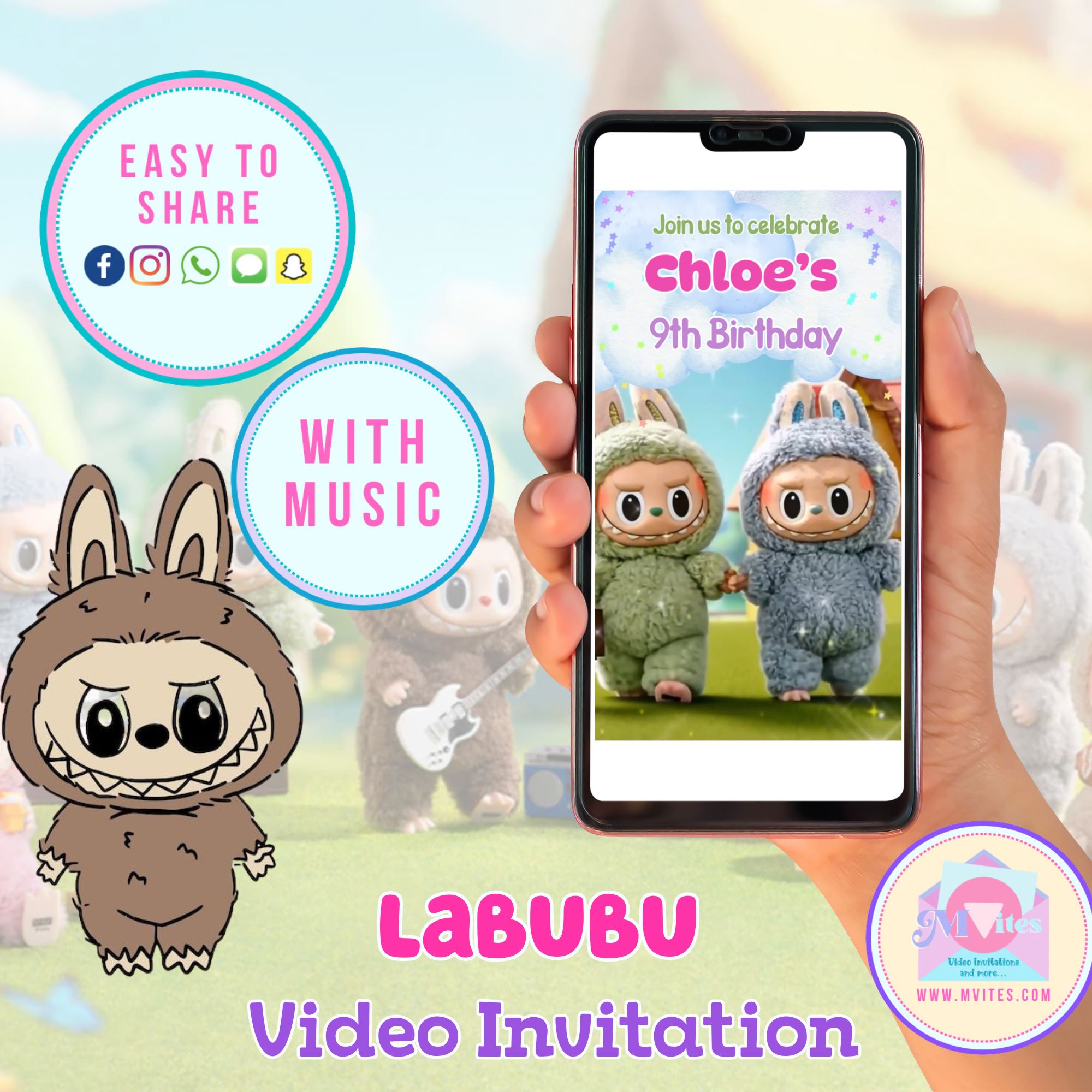 Labubu Party Animation Labubu Video Invitation – Personalized Animated Party Invite – Mvites