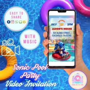 Sonic Pool Party Video Invitation | Personalized Summer Birthday Invite
