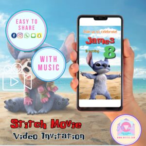 Disney Stitch birthday party invite in animated video format