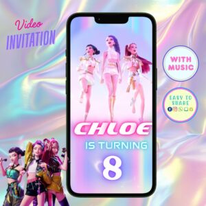 Kpop Demon Hunters Huntrix Video Invitation – Personalized Animated Party Invite with Photo & Details