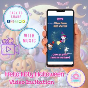 🎃 Hello Kitty Halloween Video Invitation | Cute Spooky Digital Birthday Party Invite | Animated MP4